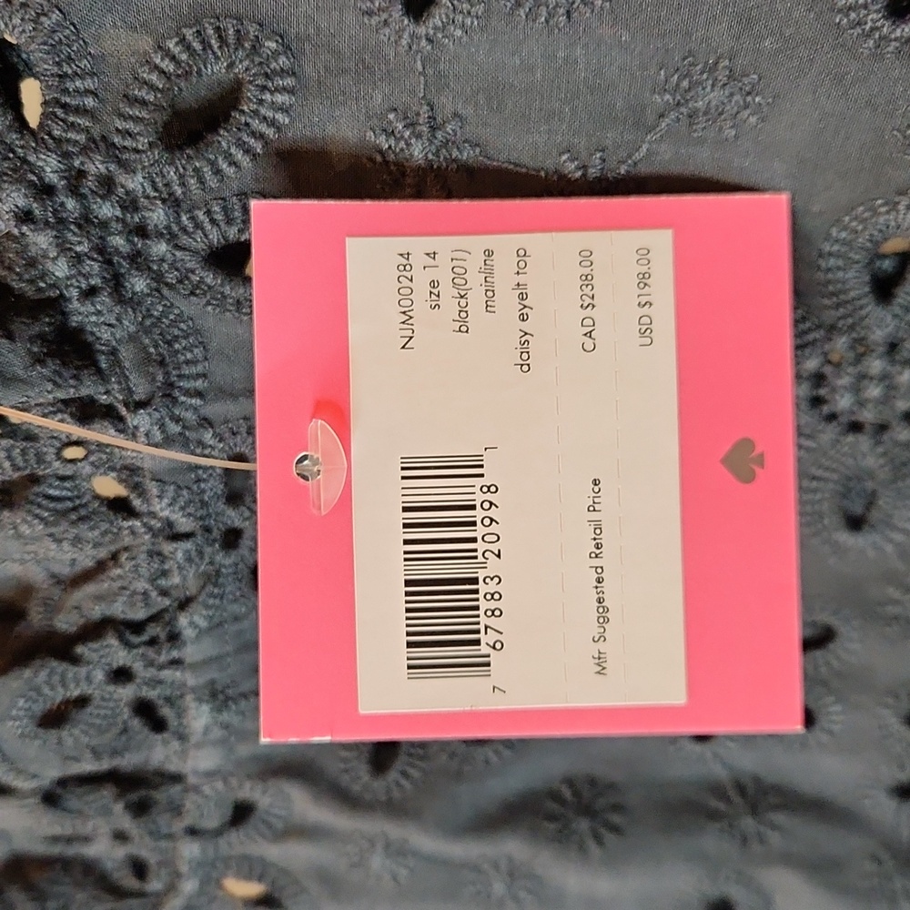 SALE! Kate Spade Black Daisy Eyelet Sleeveless Top Size 14 100% Cotton, Pristine - Picture 4 of 15